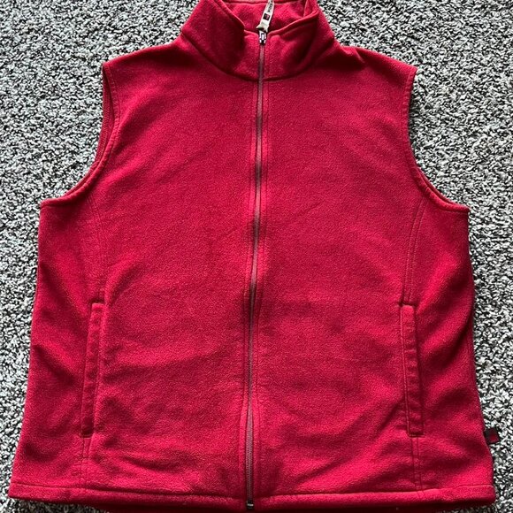 Red Woolrich Women's Zip Up Fleece Vest - Picture 1 of 5